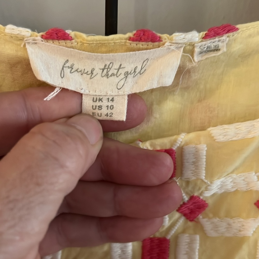 Anthropologie Forever That Girl Embroidered Yellow & Gray Striped Tunic NWT 10 - Picture 4 of 7